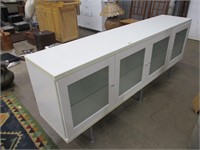 WHITE AND GLASS 4 DOOR CREDENZA