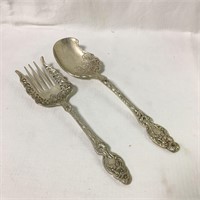 Silver Plate Serving Fork And Spoon