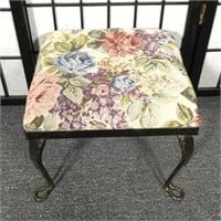 Floral Upholstered Foot Stool
