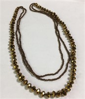 Brown Beaded Costume Necklace