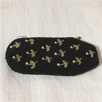 Black  And Gold Beaded Coin Purse
