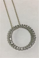 Sterling Silver Necklace & Clear Stone Pendant