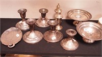10 pieces of sterling silver: candlesticks,