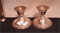 Pair of sterling silver 3" high candlesticks