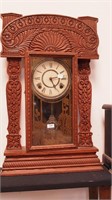 Oak striking vintage kitchen shelf clock with