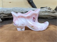 Fenton Signed Pink Milk Glass Shoes