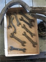 9 Antique Wrenches & 3 Hand Sickles