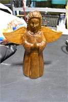 wood angel candle holder