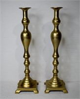 2 pcs Antique Large Brass Candlestick Holders