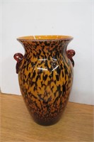 10" Leopard Glass Vase VGC