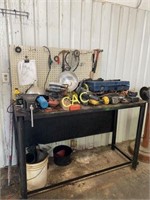 Metal Shop Table w/pegboard back