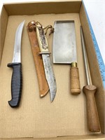 Large Cleaver, Knives and Steel