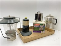 Dual Fuel Coleman Stove, Coffee Pot Lantern