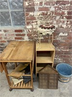 Shelf, Table, Butcher Block,Basket, Iron Chair