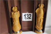 Old Crow bourbon decanters, in boxes - chess