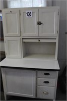 White Hoosier style cabinet