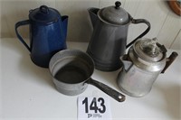Enamelware - coffee pots and aluminum coffee pot