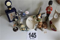 Misc.- decanters, figurines, ashtray, trophy