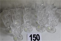 Stemmed glassware, 10 small and 6 large