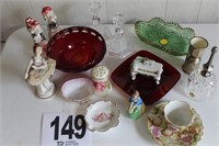 Misc. glassware and figurines, pair of