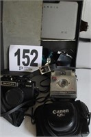 Cameras - Polaroid in case, Bentley, Canon QL,