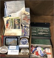 Adv., drafting set, clocks, paper lot