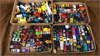 4 flats hot wheels, matchbox & other cars