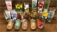 Flintstones,sour cream,pb & other  glasses lot