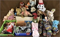 Dolls,childs alum cookware,vtg stuffed animals