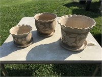 3 pc Wizard adn Clay Flower Pots