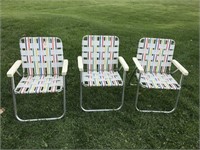 Three Folding Aluminum Lawn Chairs
