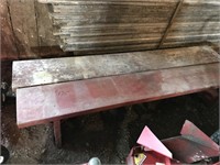 Two Red 81" Long Picnic Table Benches