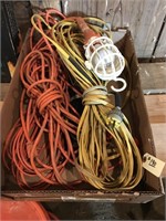 Box With Extension Cords & Trouble Light