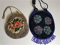 2 antique micro beaded handbags