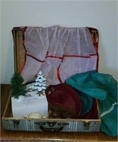 Vintage metal suitcase of Christmas cheer,