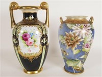 2 hand painted Nippon vases