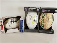 3 autographed footballs, Eagles & Jets