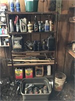 Metal Shelf With Contents - Oil, Lubricants,