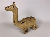 Antique wooden giraffe push toy