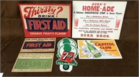 7up,First Aid,Capitol Club beverage cardboard