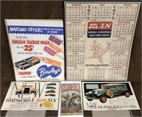 Bierleys poster,Hupmobile ads, calendar lot