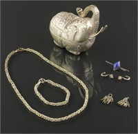 6 Pcs of Thai Silver Filigree Jewellery Set & Box