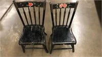 2 painted plank seat chairs