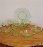 Green depression glass collection