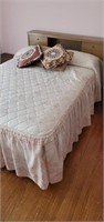 Blonde full size bed, headboard, mattress,