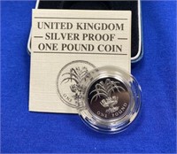 1985 United Kingdom One Pound Silver Proof Coin