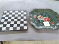 Painted tray in chess board