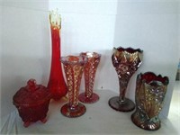 Red and Carnival glassware