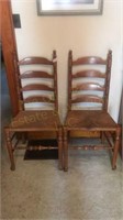 2 Ladderback Chairs with Wicker Bottom