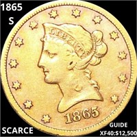 1865-S $10 Gold Eagle NICELY CIRCULATED